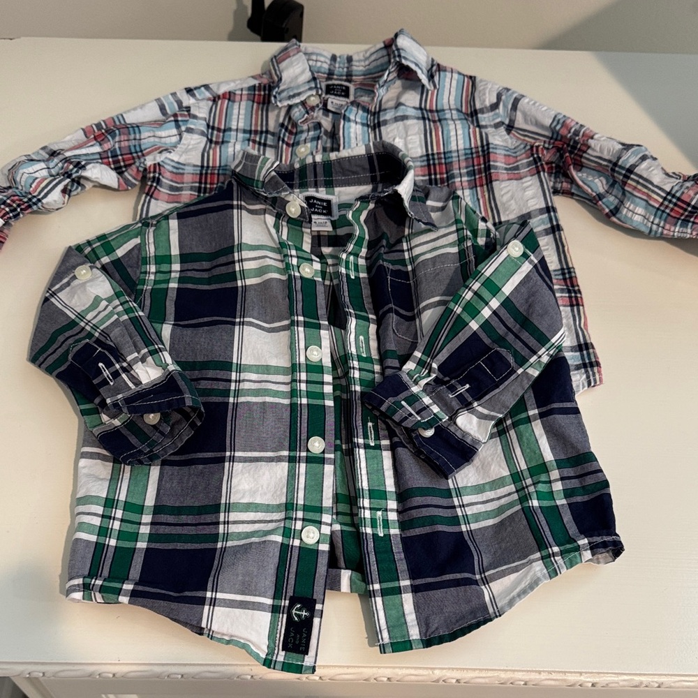 Janie and Jack Plaid Button Down Shirts- Blue, Green, Red